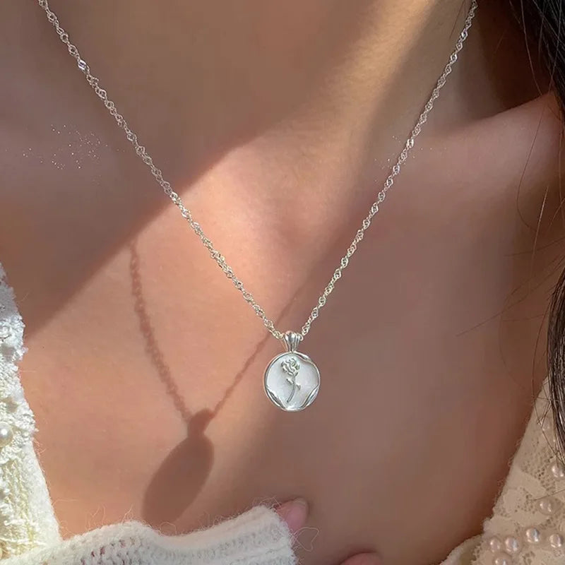 Trendy 925 Sterling Silver Pearl Pendant Necklace – Simple Elegant Jewelry for Women