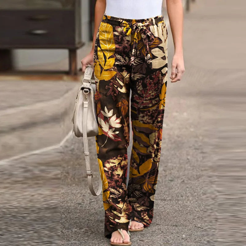 Women’s Print Joggers – Cotton Linen Casual Sweatpants for Autumn Elegant Streetwear