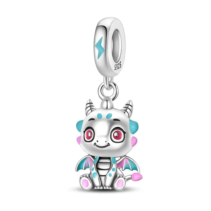 100% 925 Sterling Silver Teddy Bear, Kitten, Puppy & Elephant Luminous Firefly Charms | Sweet Beads Fit Pandora Bracelet Fine Jewelry