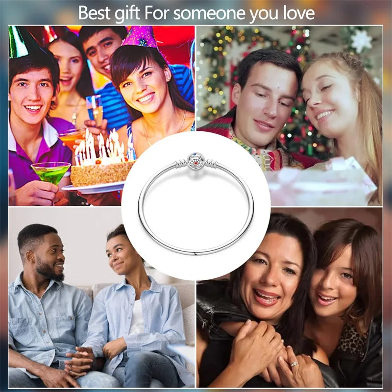 925 Sterling Silver Rainbow Leather Braided Bracelet | Eternal Love Stars & Moon Charm – DIY Women’s Beaded Jewelry Gift