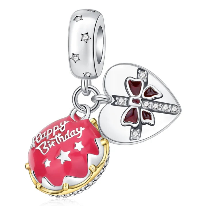 925 Sterling Silver Red Heart Charms | Apple, Rose & Gift Box Beads Fit Original Bracelet Necklace Women Jewelry