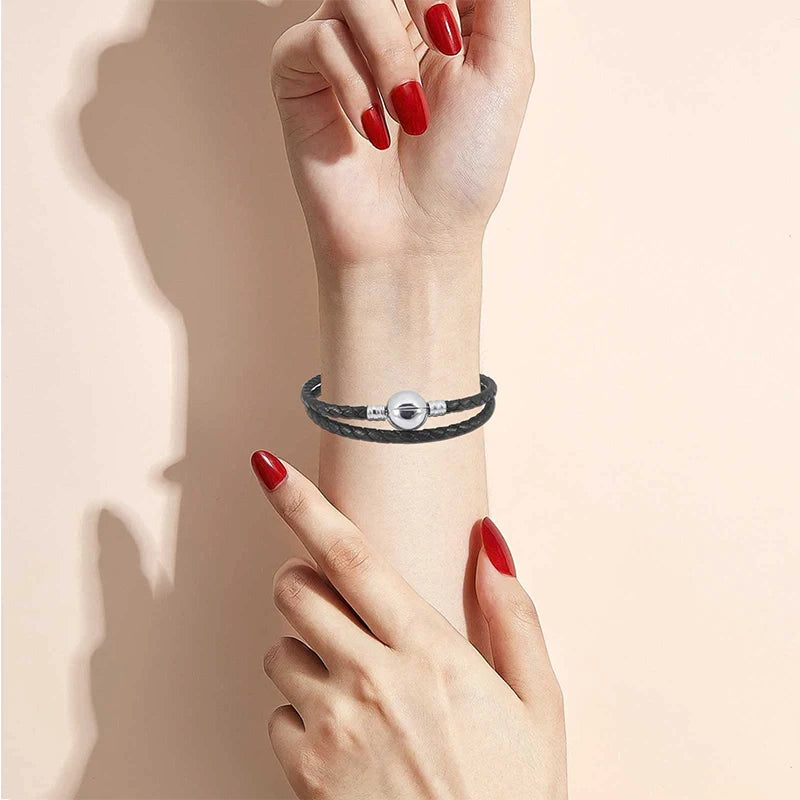 Pandora Style Woven Leather Bracelet 🧵 | DIY Silver Charm Bracelet 38cm