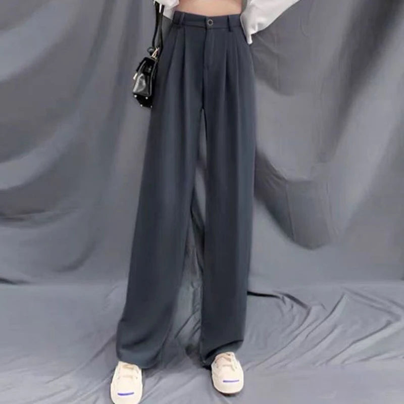 Women's Wide Leg Suit Pants | Spring Casual Straight Leg Trousers | Classic High Waisted Solid Slacks