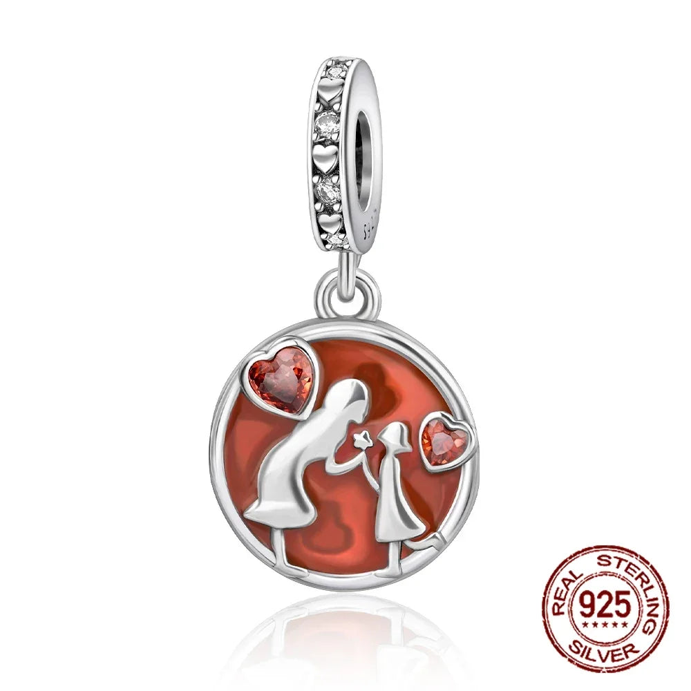 925 Sterling Silver Red Series Charms | Heart, Car & Strawberry Dangle Beads for Original Bracelet DIY Jewelry