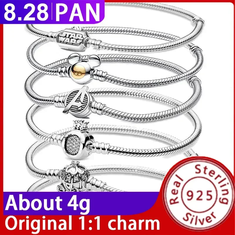 Miniso Disney 925 Sterling Silver Bracelet | Pandora Style Jewelry Gift