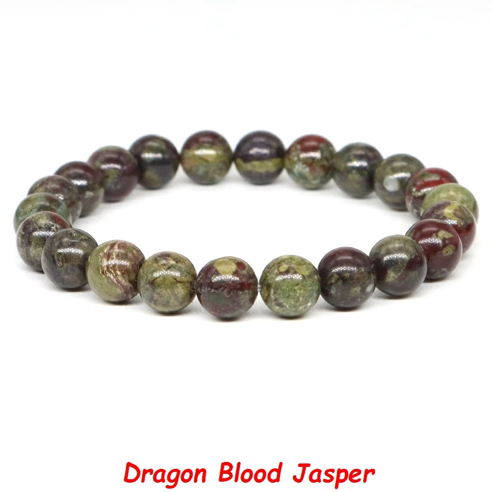 Natural Stone Healing Crystal Bracelet | Amethyst, Quartz & Agate Round Beads Elastic Stretch Bangle for Women & Men