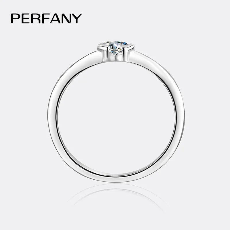 PERFANY 0.3CT Heart Cut Moissanite Ring S925 Silver | Women’s Classic Wedding & Party Jewelry