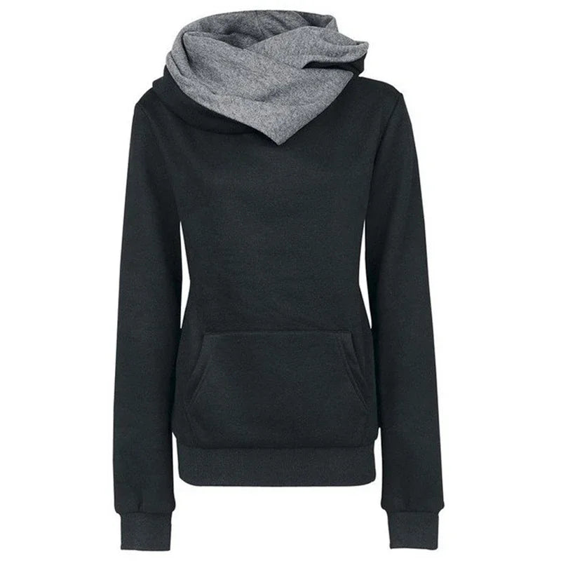 Women’s Spring Autumn Hoodie Tracksuit | Solid Color Long Sleeve Pullover | Casual Warm Hooded Sweatshirt