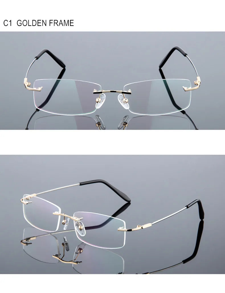 Titanium Alloy Rimless Glasses – Custom Prescription Eyewear for Men & Women | Anti Blue Ray & Photochromic Lenses