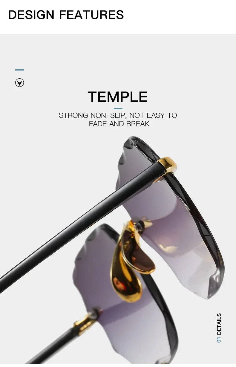 2024 New Rimless Women's Sunglasses – Fashion Gradient Lenses with Alloy Legs | Classic Designer UV400 Sun Shades
