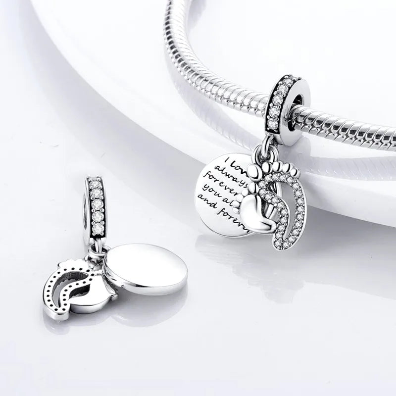 925 Sterling Silver Inlaid Zircon Love Heart & Snake Dangle Charm – Fits Original Pandora Bracelet, Women’s Jewelry Pendant Bead