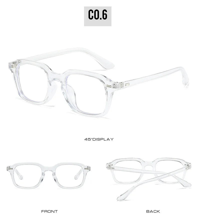 New Square Blue Light Blocking Glasses – Unisex Transparent Frame Eyewear with Rivets | Anti Blue Light Computer Glasses for Men & Women