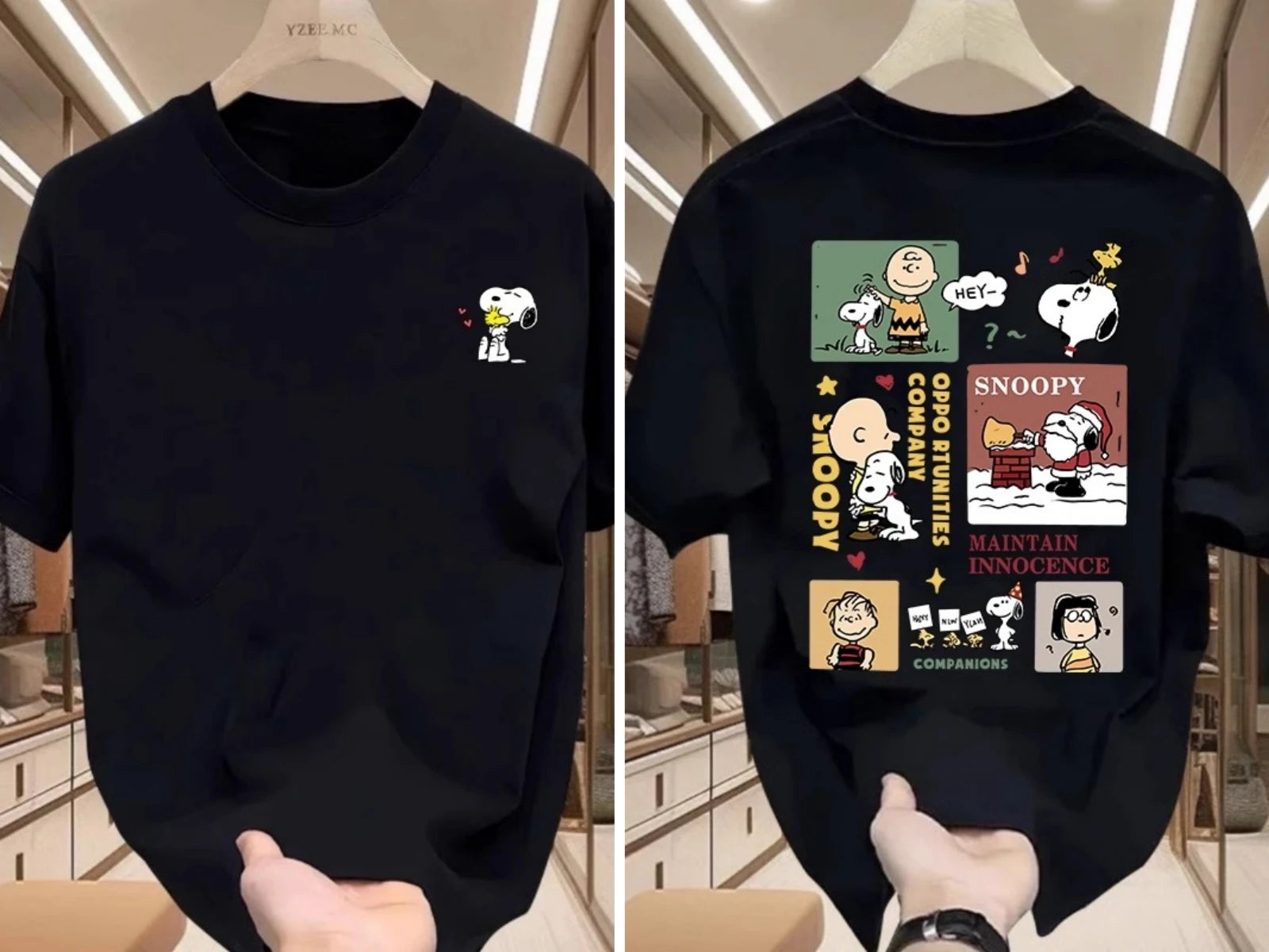 Large Cute Snoopy Cartoon Printed Cotton T-Shirt – Unisex Summer Streetwear Loose Fit Couple Top 🐶👕