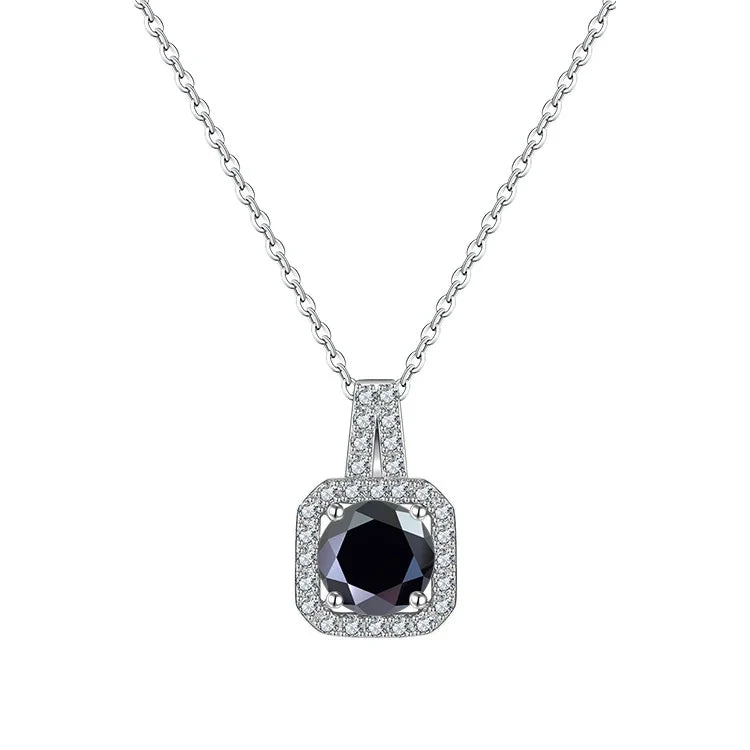 Classic Square 925 Sterling Silver Women’s Necklace – 1 Carat D Color Moissanite Luxury Jewelry for Date & Party