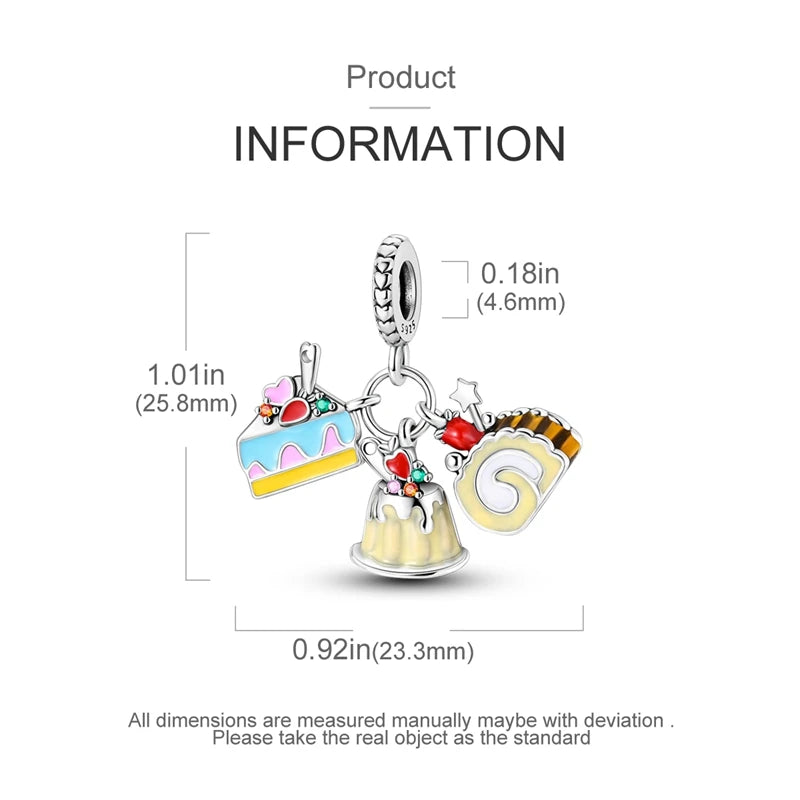 925 Sterling Silver Chocolate & Coffee Charm Beads | Fits Original Pandora Bracelet | DIY Jewelry Souvenir Gift