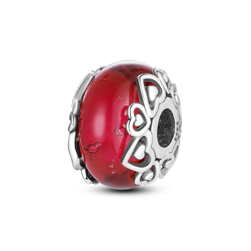 925 Sterling Silver Colorful Charms – Rose, Crown, Rainbow & Heart Dangle Beads Fit Pandora Bracelet & Necklace