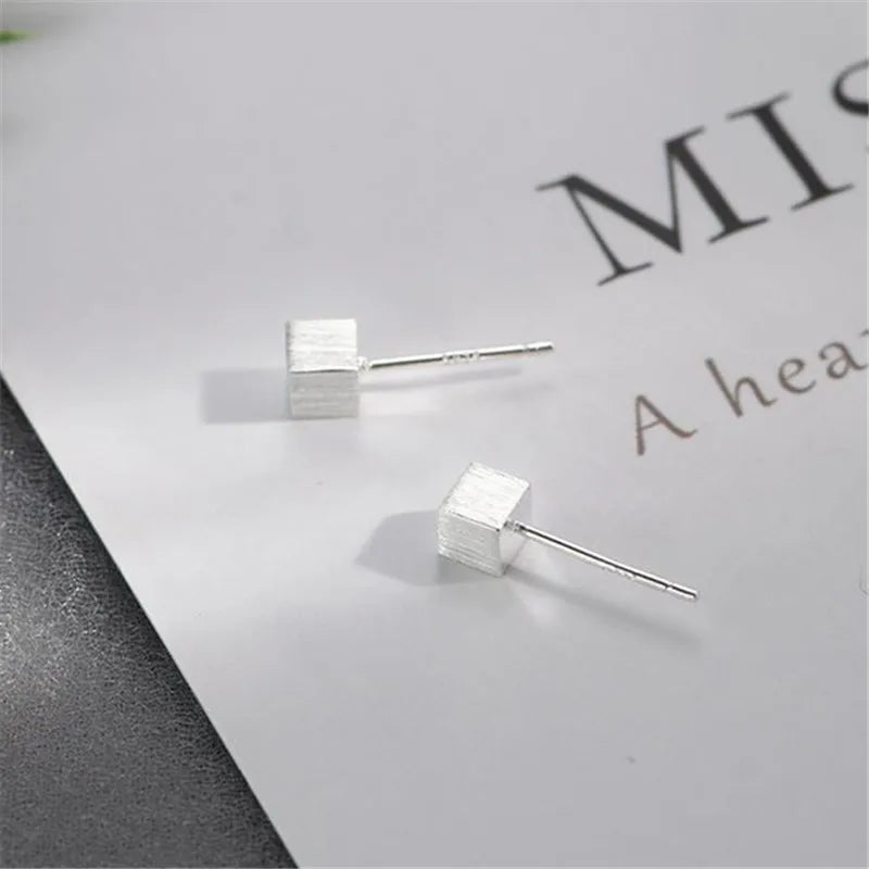 New 925 Sterling Silver Hoop Earrings – Matte Circle Geometric Punk Clip Earrings for Women & Girls