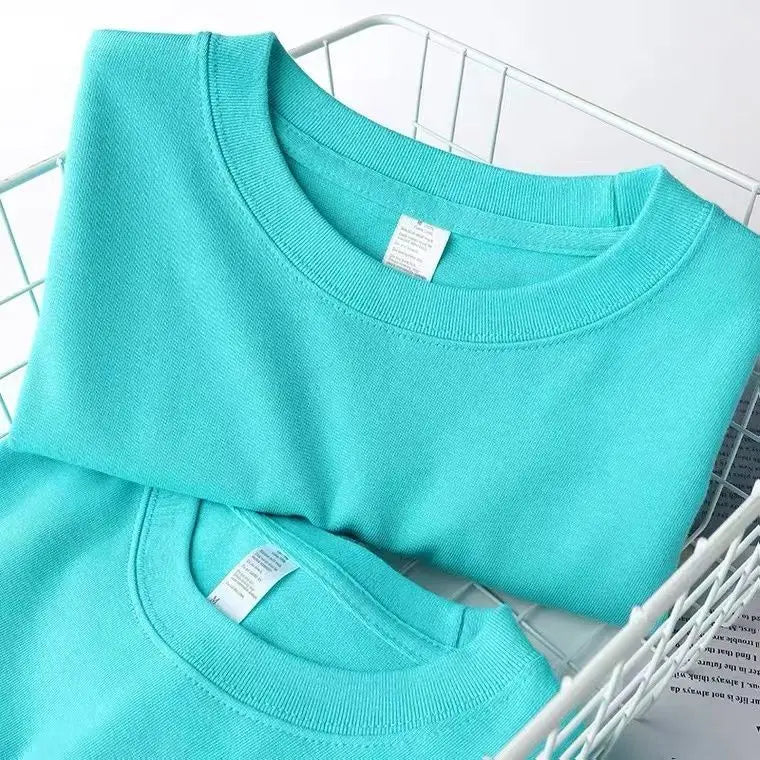 Loose Fit Pure Cotton T-Shirt | Korean Style Round Neck Basic Top | Unisex Layering Tee in Purple