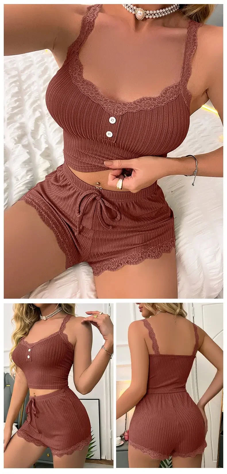 🌙 Women’s Summer Pajama Set 👚 Sexy Sleepwear & Lounge Pants 🛌 Comfortable Women’s Nightwear