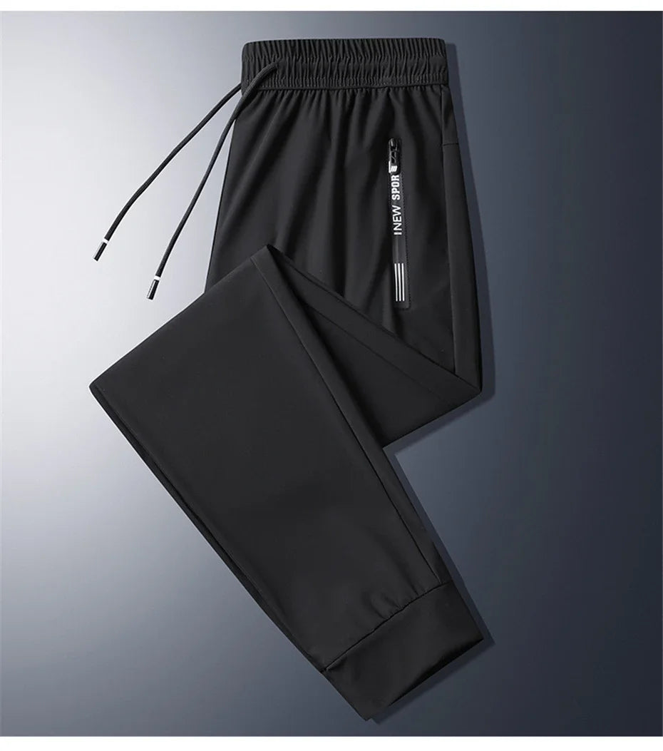 2024 Men’s Plus Size Summer Cool Pants | 7XL–8XL Stretch Sweatpants | Casual Lightweight Trousers in Black & Grey