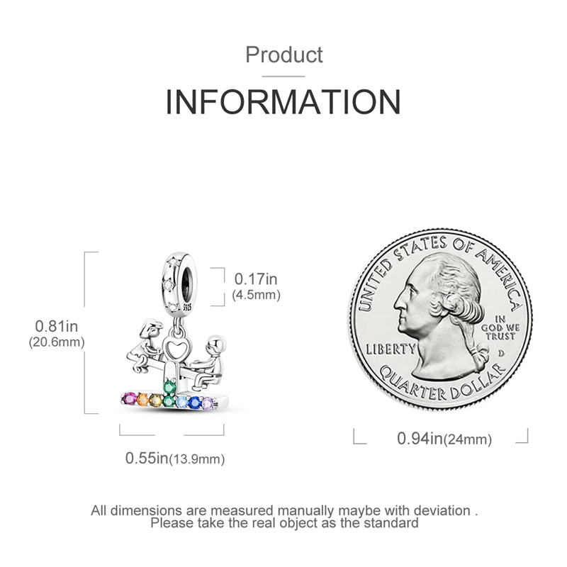 925 Sterling Silver Sweetheart Sister Charm | Fit Original Pandora & 3mm Bracelets DIY Jewelry Gift for Women