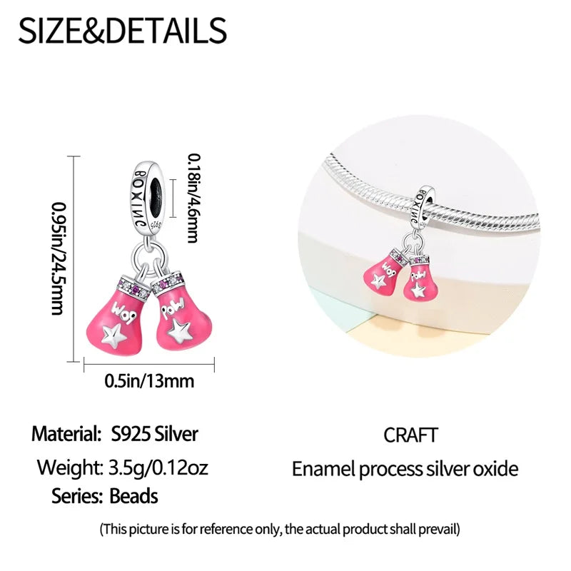 925 Silver Plated Magic Mirror Princess Angel Pink Charm Beads | Fits Original Pan 925 Bracelet | Exquisite DIY Jewelry