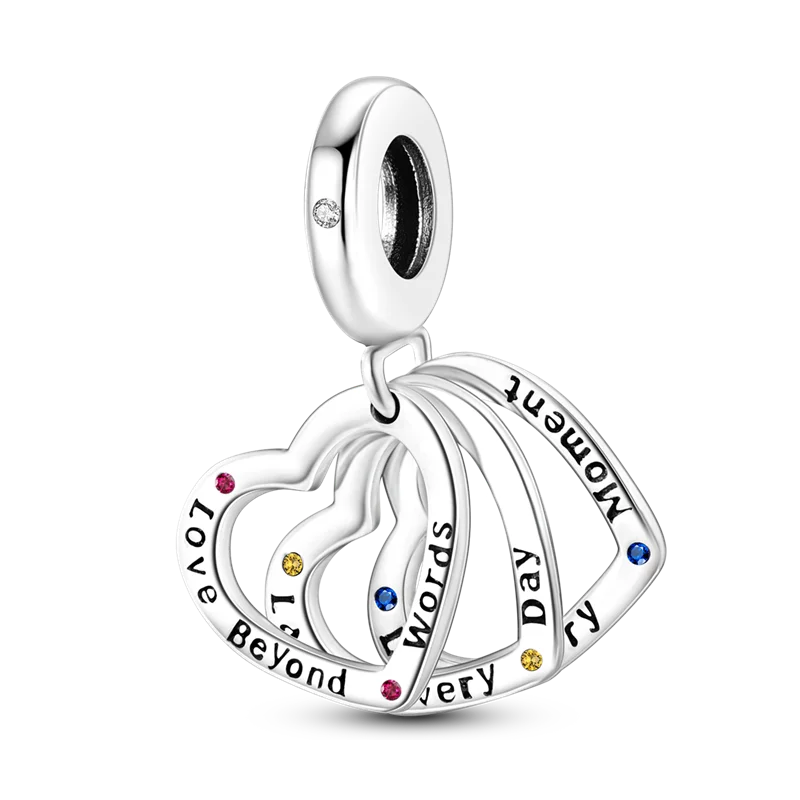 925 Sterling Silver Number & Puppy Family Beads Pendant | Fit 4mm Hole Bracelets
