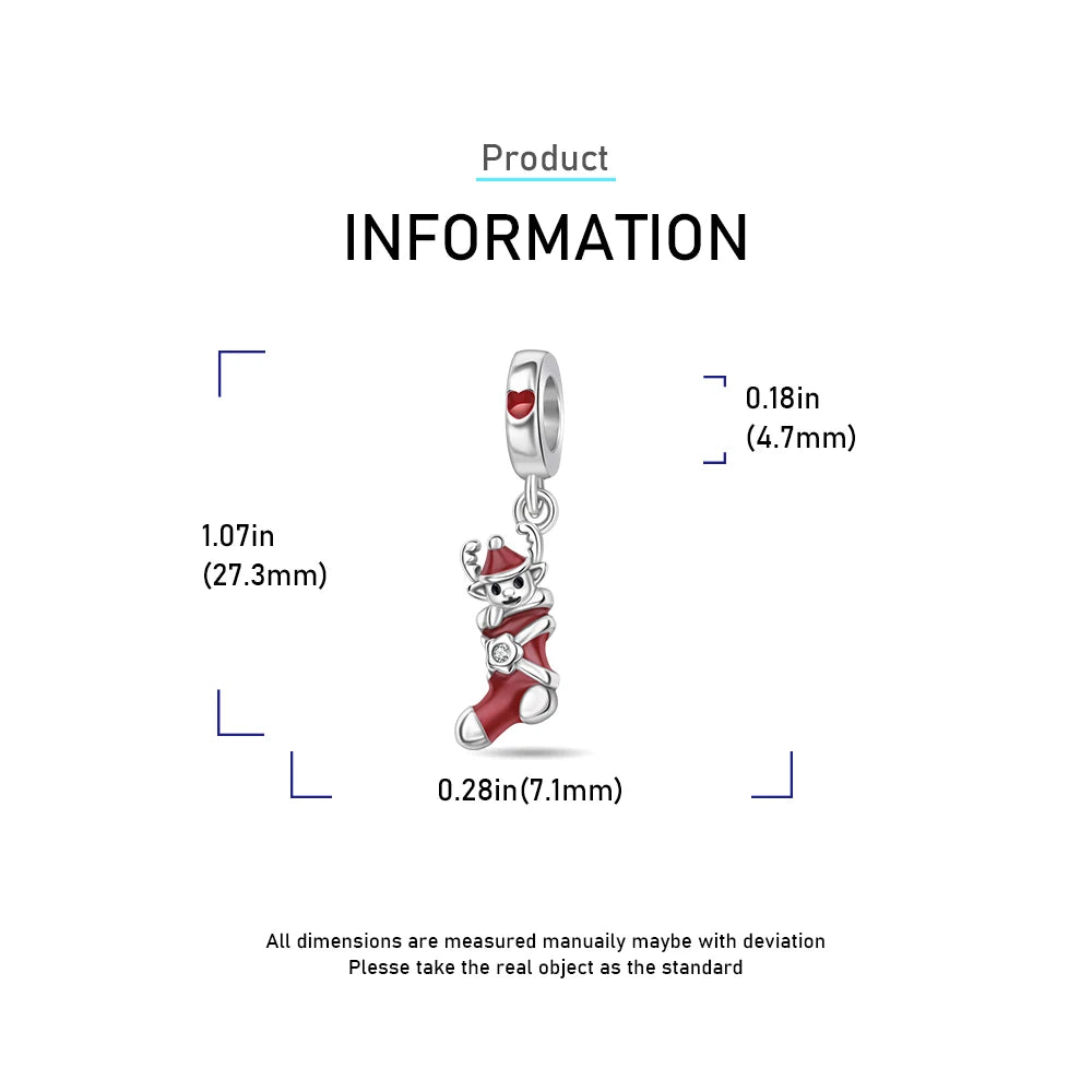 Santa Claus Christmas Snowman Silver Pendant for Women | Fits Original DIY Bracelets | Holiday Love Gift Jewelry