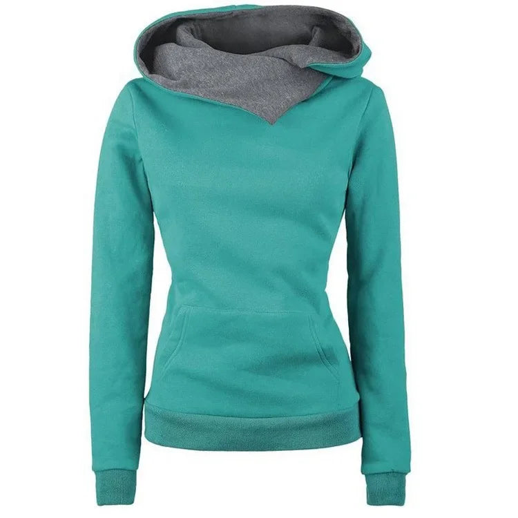 Women’s Spring Autumn Hoodie Tracksuit | Solid Color Long Sleeve Pullover | Casual Warm Hooded Sweatshirt