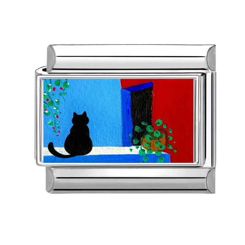 2025 Original Y2K Colorful Cute Cartoon Cats Dogs Italian Charm Links Fit 9mm Stainless Steel Bracelet Men Women DIY Making Gift