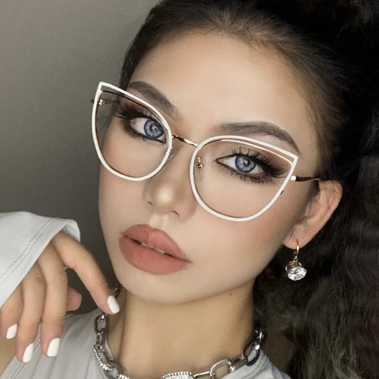 TANOXI Anti Blue Ray Reading Glasses for Women – Ins Metal Business Sunglasses for Men | Cat Eye Goggle UV400 Oculos Sol