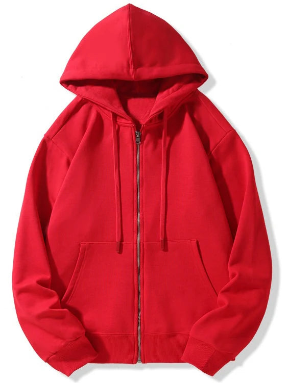 Women’s Solid Zipper Hoodie | Warm Fleece Hooded Sweatshirt | Autumn Casual Streetwear with Pockets