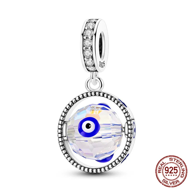 925 Sterling Silver Blue Zircon Evil Eye Charm | Original Devil Eye Series Bead Fits Pandora Bracelet – Women’s DIY Jewelry Gift