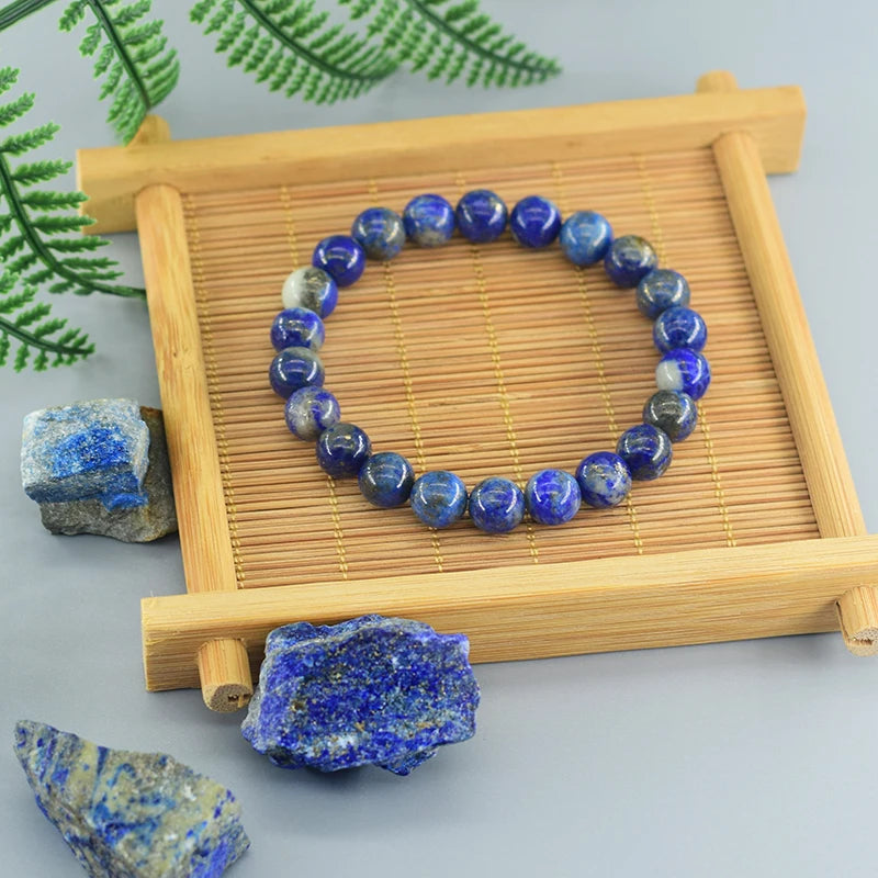 Real 5A Natural Lapis Lazuli Stone Beads Bracelet | Elastic Energy Healing Jewelry for Men & Women