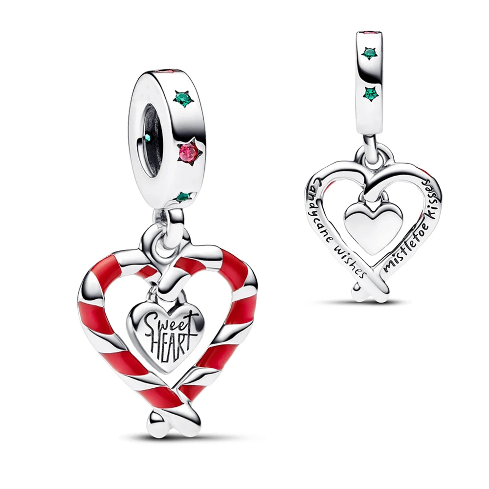 Sparkling Christmas Butterfly Bell Moon Charms | 925 Silver Beads Fit Original Pan Bracelet | DIY Women Jewelry New Year Gift