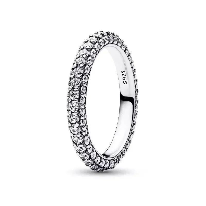 Classic 925 Sterling Silver Heart Crown Circular Ring | Elegant Light Luxury Jewelry Gift for Women