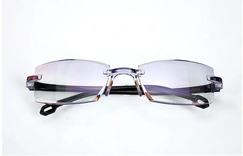 Men & Women Rimless Reading Glasses – Anti Blue Light Bifocal Eyewear for Far & Near Vision | Presbyopic Glasses +1.50/+2.00