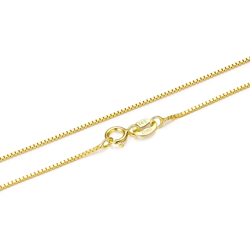 BAMOER 925 Sterling Silver Box Chain Necklace for Women Girls – 0.8mm Solid Gold Over Super Thin & Strong Chain