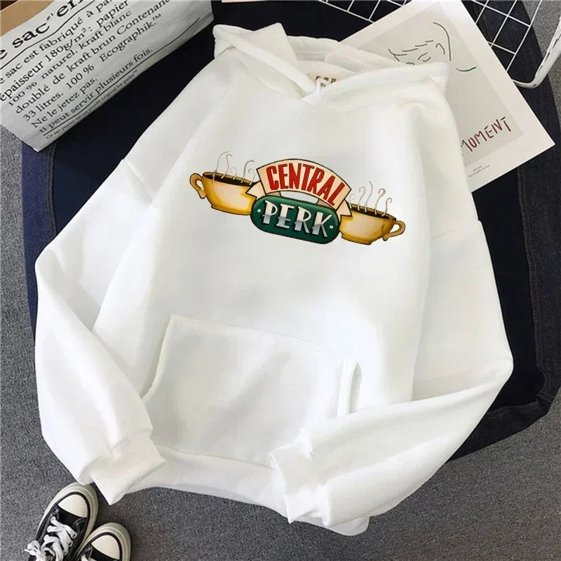 Friends TV Show Hoodie for Women – Funny Cartoon Graphic Ullzang Vintage Anime Sweatshirt 90s