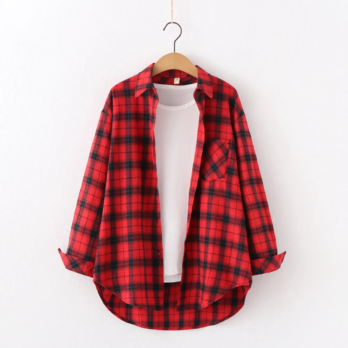 Fresh Flannel Plaid Shirt for Women | 2025 Loose Cotton Long Sleeve Casual Blouse & Top