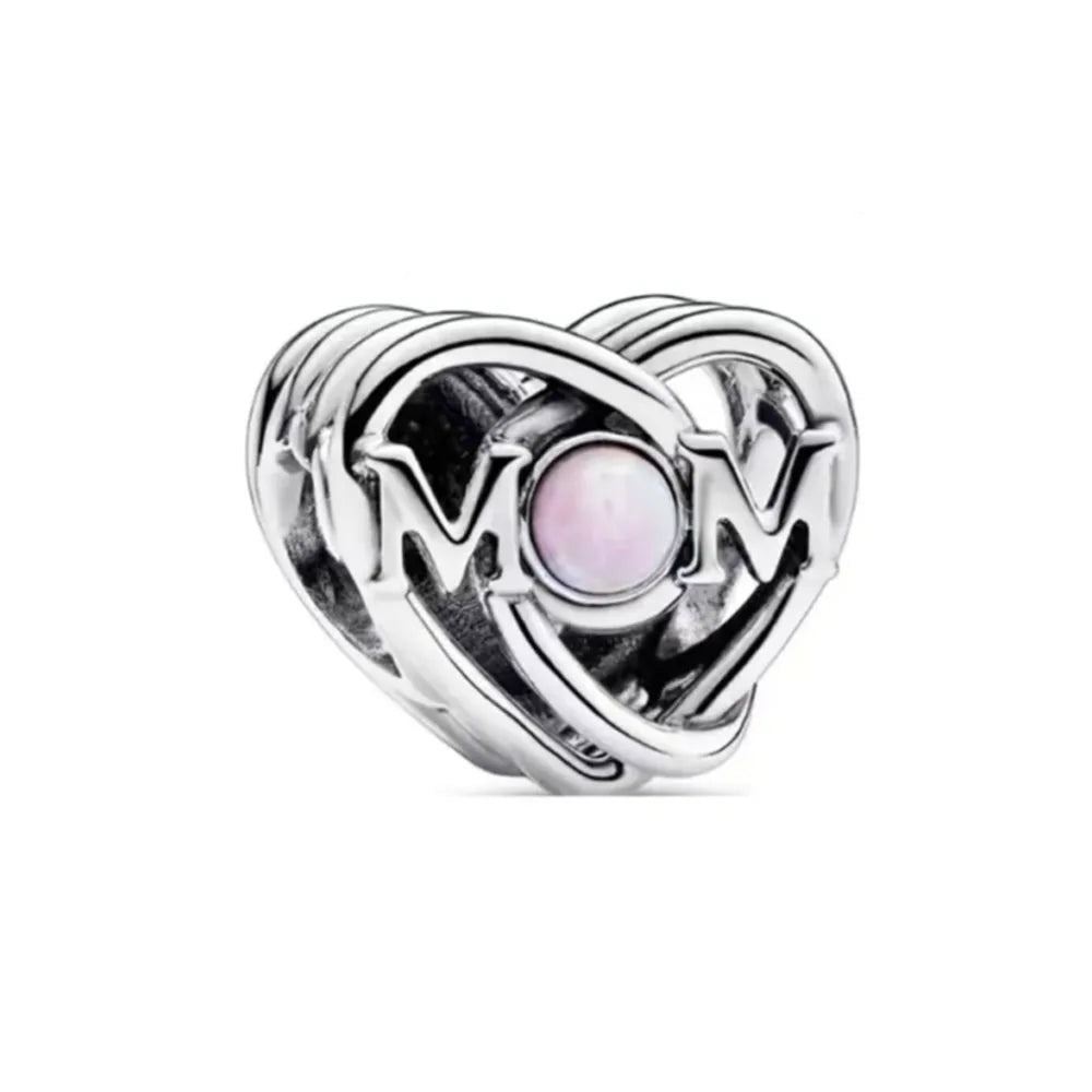 925 Sterling Silver Monkey, Dog Paw & Heart Mom Charm | Fits Original European Bracelet DIY Jewelry Gift
