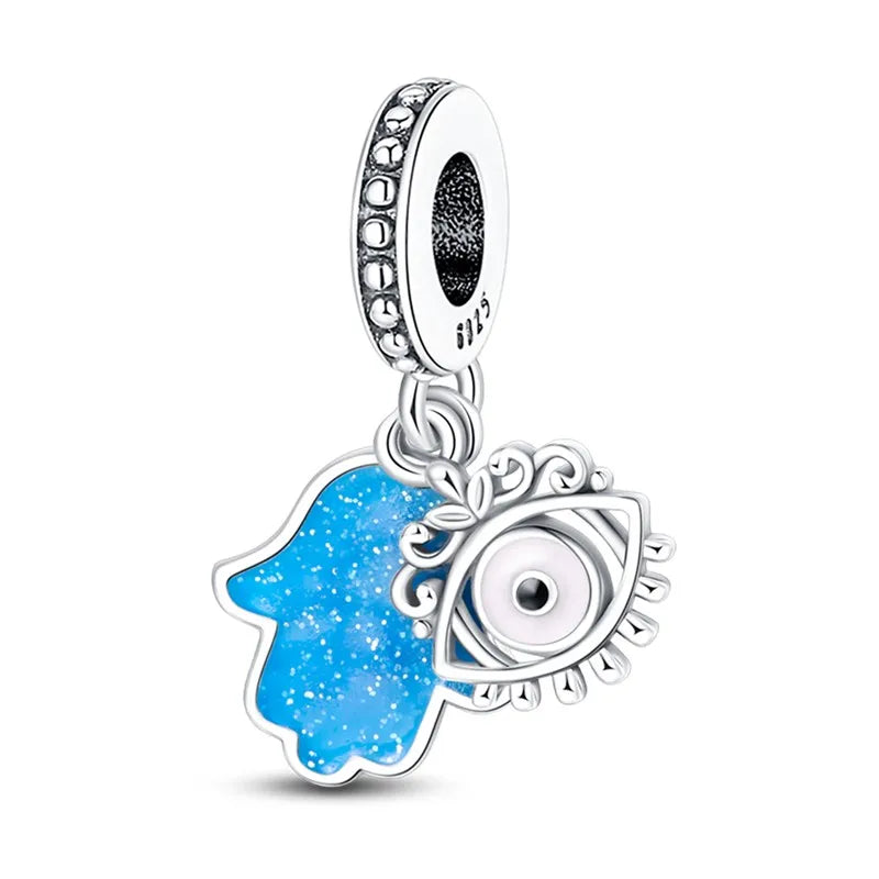 925 Sterling Silver Colorful Luminous Charms | Shell Turtle Star Beads