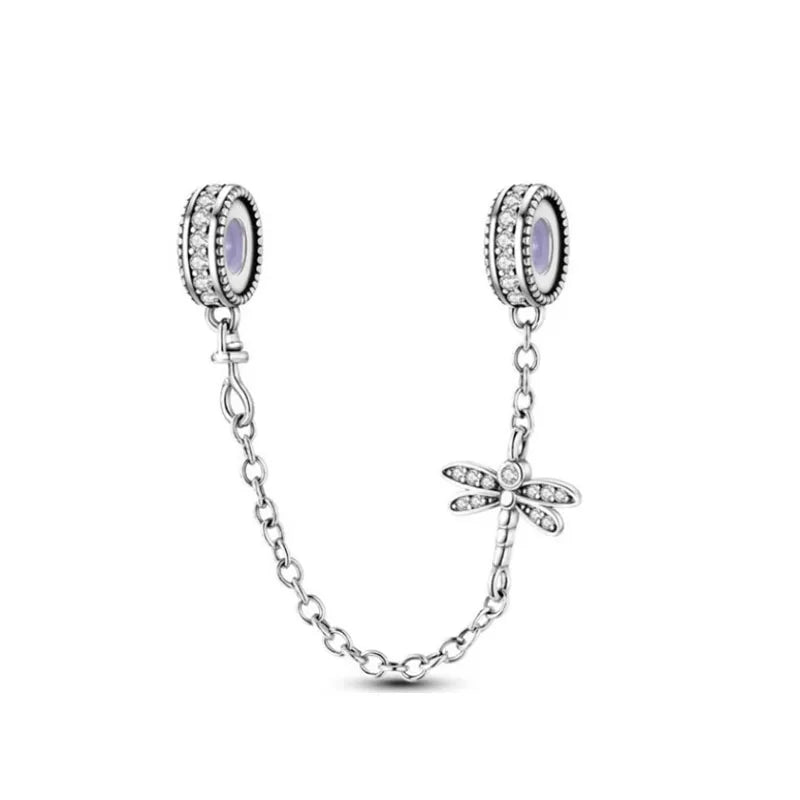 925 Sterling Silver Butterfly, Moon & Life Tree Safety Chain | Fits Original Bracelet DIY Jewelry Accessory