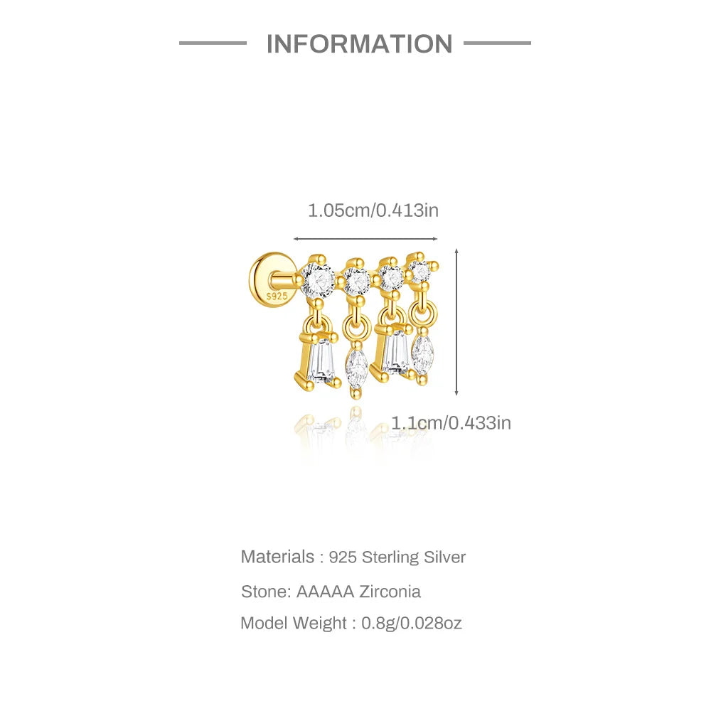 CANNER 925 Sterling Silver Horse Eye Tassel Zircon Drop Earrings – Minimalist Geometric Jewelry for Women