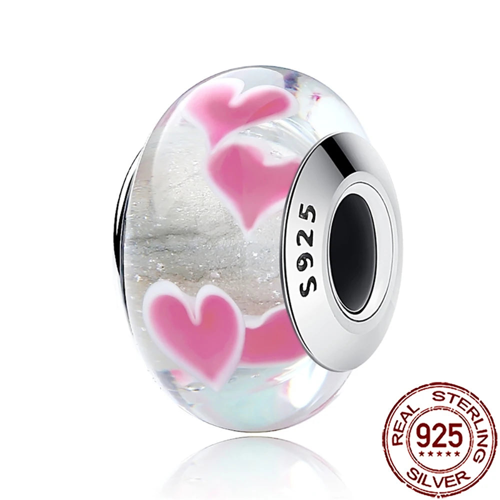 2025 New 925 Sterling Silver Colorful Murano Glass Beads | Fit Original Pandora Bracelet & Necklace DIY Jewelry