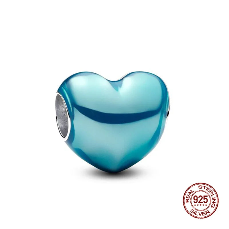 Original 925 Silver Colorful Heart Charm Beads | Fit 3mm Bracelets & Necklaces, Women’s DIY Fine Jewelry Gift