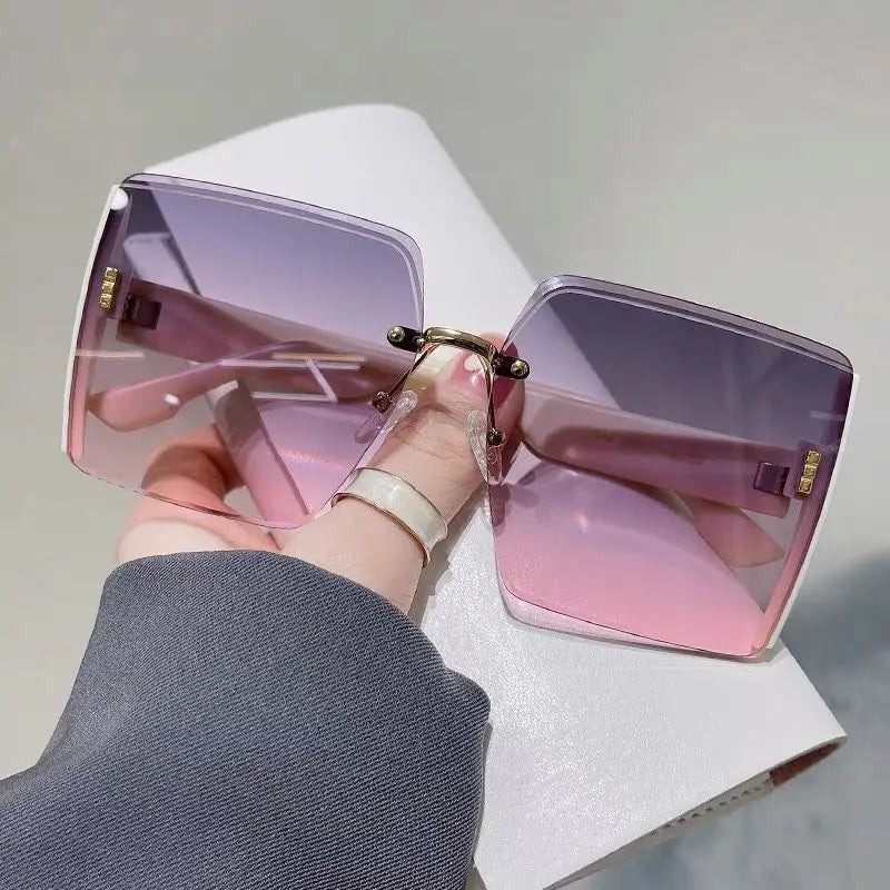 Vintage Square Sunglasses for Women – Classic Retro Gradient Mirror Rimless Sun Glasses | Female Fashion Oculos De Sol