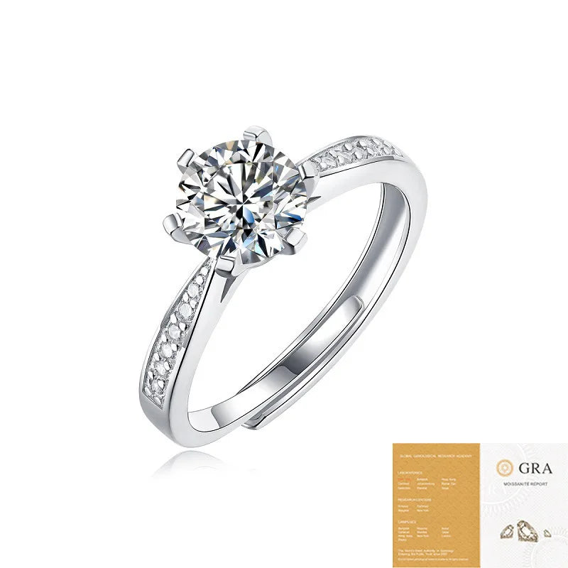 1ct D Color Moissanite Engagement Ring 925 Sterling Silver Gold Plated Solitaire Ring