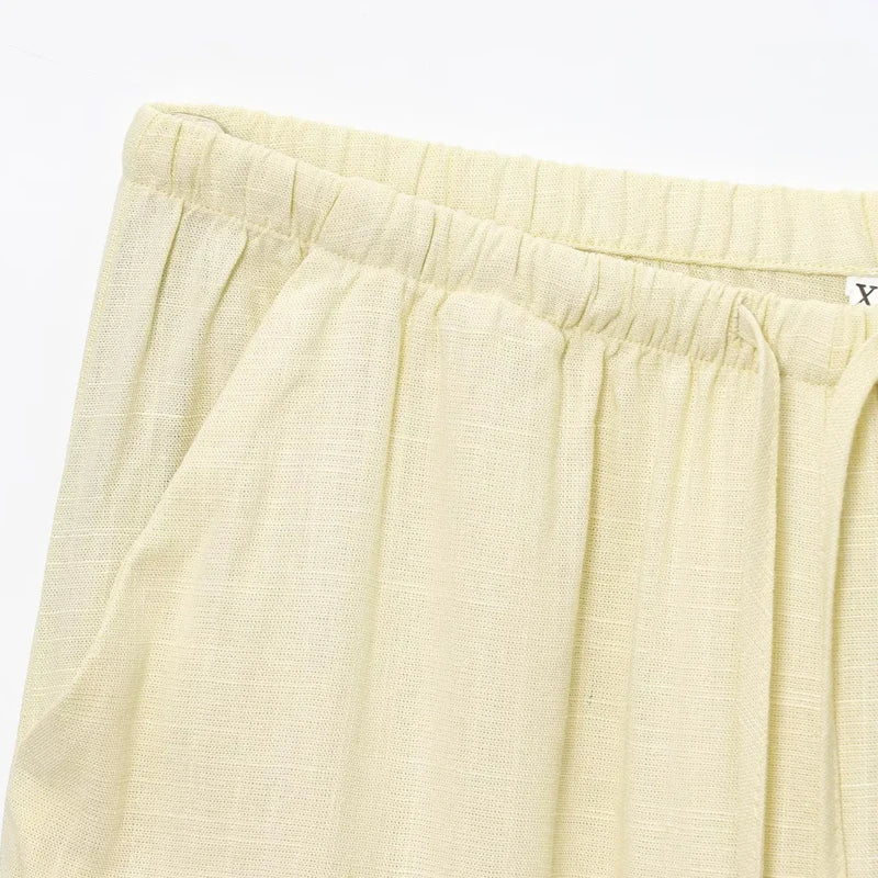 HXAO Women’s Baggy Wide Pants – Summer Linen Casual High Waist Pleated Trousers Black & White