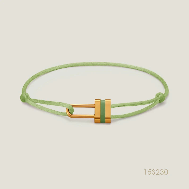 MOONLIGHT Adjustable Silk Rope Lock Charm Bracelet | Unisex Fashion Friendship Jewelry Gift for Women & Men